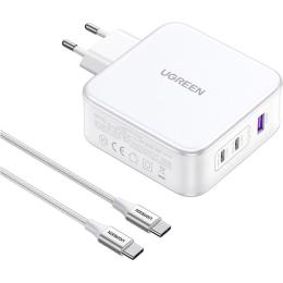 Мережевий зарядний пристрій Ugreen CD289 GaN Fast Charger 140W + Cable USB-C White (15339)
