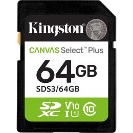 Карта памяти Kingston SDXC Canvas Select Plus 64GB Class 10 UHS-I V10 A1 (SDS3/64GB)