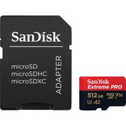 Карта памяти SanDisk microSDXC Extreme Pro 512GB UHS-I U3 V30 A2 + SD Adapter (SDSQXCD-512G-GN6MA)