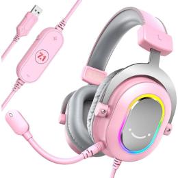 Ігрові навушники Fifine H6 RGB 7.1 Pink