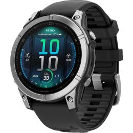 Смарт-часы Garmin Fenix E 47mm AMOLED Stainless Steel with Black Silicone Band (010-03025-02/00)