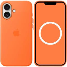 Чехол Silicone Case with Button, Animation & MagSafe для Apple iPhone 17 Orange AAA