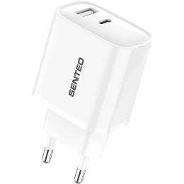 Сетевое зарядное устройство Senteo T-02 PD3.0+QC3.0 20W White