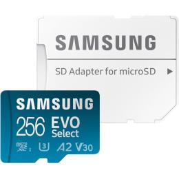 Карта пам'яті Samsung microSDXC EVO Select 256GB UHS-I U3 Class 10 V30 A2 + SD Adapter (MB-ME256KA)