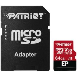 Карта пам'яті Patriot LX microSDXC 64GB UHS-I U3 V30 A1 EP + SD adapter (PEF64GEP31MCX)