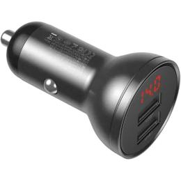 Автомобильное зарядное устройство Baseus Digital Display Dual USB 24W 3-in-1 Gray (TZCCBX-0G)