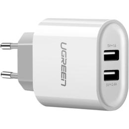 Мережевий зарядний пристрій Ugreen CD104 Dual USB Wall Charger 3.4A White (20384)