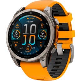 Смарт-годинник Garmin Fenix 8 AMOLED Sapphire 47mm Titanium with Spark Orange/Graphite Silicone Band (010-02904-10)