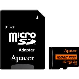 Карта памяти Apacer microSDXC 128GB Class 10 UHS-I/U3 V30 A2 R100 + SD Adapter (AP128GMCSX10U