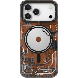Чехол YoungKit Futuristic Circuit Board with Magnetic Ring для Apple iPhone 17 Pro Max Orange