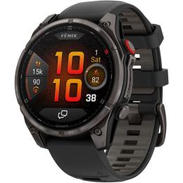 Смарт-годинник Garmin Fenix 8 Pro AMOLED Sapphire 47mm Carbon Gray DLC Titanium with Black/Pebble Gray Silicone Band (010-03198-01)