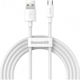 Кабель Baseus Simple Wisdom Data Cable Kit USB to Micro 2.1A White 2шт. (TZCAMZJ-02)