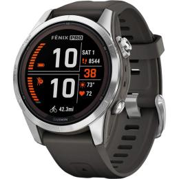 Смарт-годинник Garmin Fenix 7S Pro Solar Edition Silver with Graphite Band (010-02776-00)