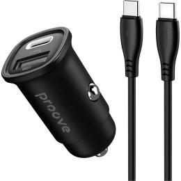 Автомобильное зарядное устройство Proove Flash 30W + Cable USB-C to USB-C Black (CCFC30111201)