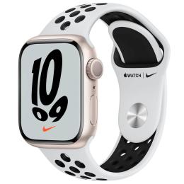 Смарт-годинник Apple Watch Nike Series 7 GPS 45mm Starlight Aluminum Case with Pure Platinum/Black Nike Sport Band (MKNA3)