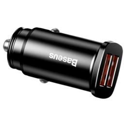 Автомобільний зарядний пристрій Baseus Square Metal QC3.0 double USB 5A 30W Black (CCALL-DS01)