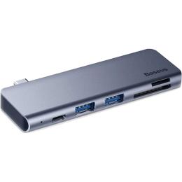 USB-хаб Baseus Harmonica Five-in-one HUB Adapter Grey (CAHUB-K0G)