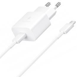 Сетевое зарядное устройство Samsung 15W PD + Cable USB-C to USB-C White (EP-T1510XWEGEU)