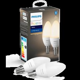 Комплект ламп Philips Hue E14, White, BT, DIM, 2шт