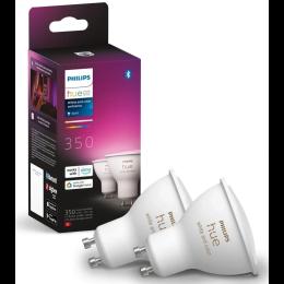 Лампа розумна Philips Hue GU10, 5.7W(50Вт), 2000K-6500K, RGB, ZigBee, Bluetooth, димування, 2шт