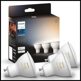 Лампа розумна Philips Hue GU10, 5W(50Вт), 2200K-6500K, Tunable white, ZigBee, Bluetooth, DIM, 3 шт