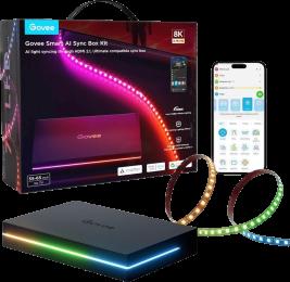 Набір адаптивного підсвічування Govee H8604 Govee AI Sync Box Kit 2 TV BackLight 55-65', WI-FI/Bluetooth, чорний (H8604C12)