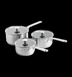 Набір ковшів з кришками KitchenAid SSS, 16/18/20 см, 1,5/2,1/3,1 л з керамічним а/п покриттям (CC005