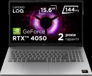 Ноутбук 15,6" Lenovo LOQ 15ARP10E (83S000ESRA) IPS/AMD Ryzen 7 170/16GB/F512/NVIDIA GeForce RTX 4050/DOS/Grey