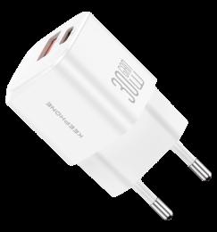Адаптер Keephone 30W 2-Port GaN Power Adapter white (KPRACH091ACWH)