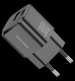 Адаптер Keephone 30W 2-Port GaN Power Adapter black (KPRACH091ACBK)