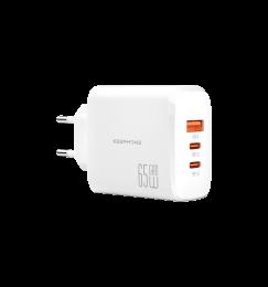 Адаптер Keephone 65W 3-Port GaN Power Adapter white (KPGWACH121ACCWH)