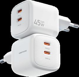 Адаптер Keephone 45W SPEEDY (C+C) Gan Power White (KPSPE44CCWH)