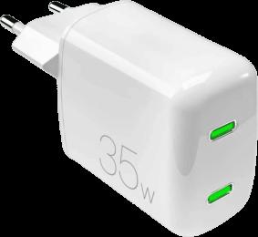 Адаптер Puro Wall charger GaN 35W 2xUSB-C, white PUFCMTCUSBCC35WGWHI
