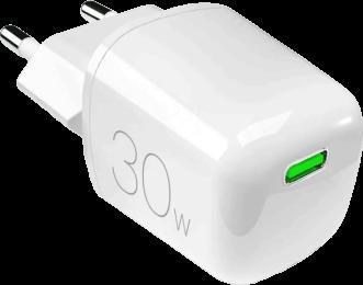 Адаптер Puro Wall charger GaN 30W 1xUSB-C, white PUFCMTCUSBC30WGWHI