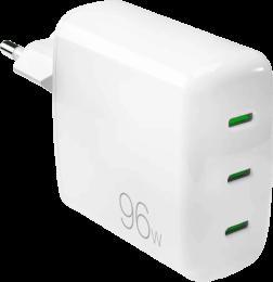 Адаптер Puro GaN Wall Charger with 3 USB-C ports, 96W, white (PUFCMTCUSBCC96WGWHI)