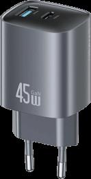 Адаптер Usams CC290 T66 45W GaN Dual-Port Fast Charger A+C