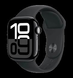 Apple Watch Series 10 GPS + Cellular 46mm Jet Black Aluminum Case with Black Sport Band M/L (MWY43)