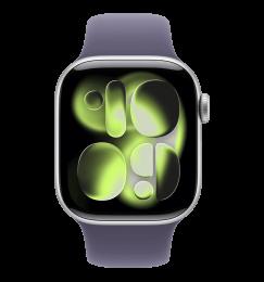 Apple Watch Series 11 GPS 46mm Silver Aluminium Case with Purple Fog Sport Band - M/L (MEVA4)