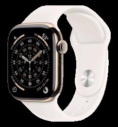 Apple Watch Series 11 GPS + Cellular 42mm Gold Titanium Case with Light Blush Sport Band - S/M (MF8W4)
