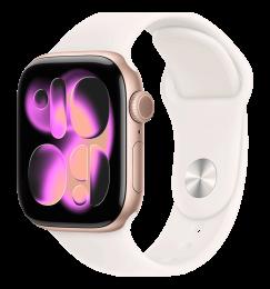 Apple Watch Series 11 GPS + Cellular 42mm Rose Gold Aluminium Case with Light Blush Sport Band - S/M (MF8E4)