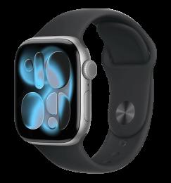 Apple Watch Series 11 GPS + Cellular 42mm Space Grey Aluminium Case with Black Sport Band - M/L (MF8C4)