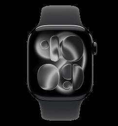 Apple Watch Series 11 GPS + Cellular 46mm Jet Black Aluminium Case with Black Sport Band - S/M (MFC24)