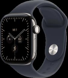 Apple Watch Series 12 Cellular 42mm Natural Titanium Case with Navy Blue Sport Band S/M (MJGF4)