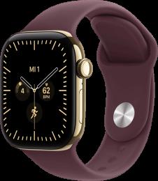 Apple Watch Series 12 Cellular 42mm Radiant Gold Titanium Case with Burgundy Sport Band S/M (MJGJ4)