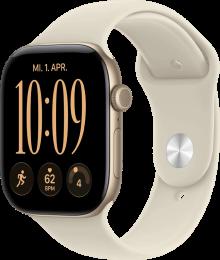 Apple Watch Series 12 Cellular 46mm Light Gold Aluminum Case with Sand Sport Band M/L (MJGC4)