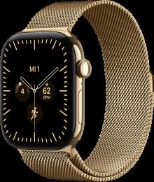 Apple Watch Series 12 Cellular 46mm Radiant Gold Titanium Case with Radiant Gold Milanese Loop M/L (MJGV4)