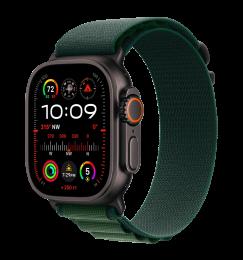 Apple Watch Ultra 2 49mm GPS + LTE Black Titanium Case with Dark Green Alpine Loop Medium (MX4R3)