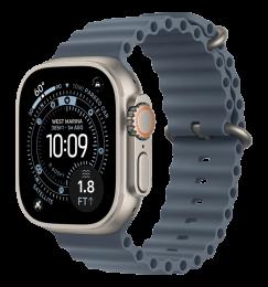 Apple Watch Ultra 3 GPS + Cellular 49mm Natural Titanium Case with Anchor Blue Ocean Band (MEWH4)