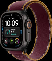 Apple Watch Ultra 4 Black Titanium Case with Burgundy Trail Loop S/M (MJC34)