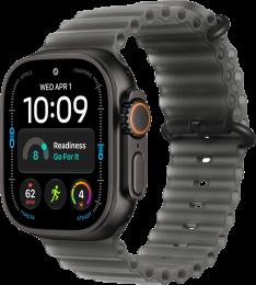 Apple Watch Ultra 4 Black Titanium Case with Translucent Black Ocean Band (MJAY4)